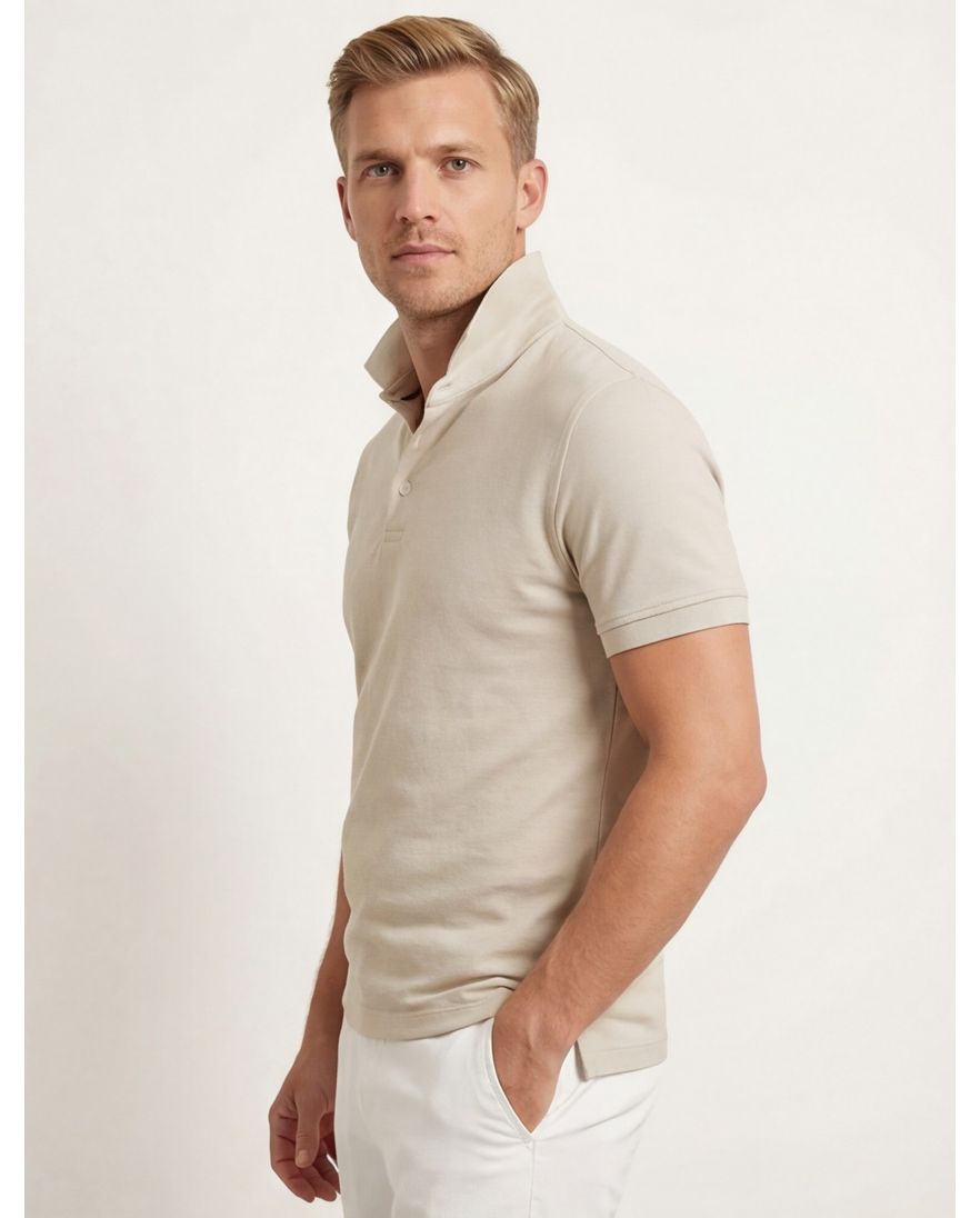 Tommy Hilfiger polo beige effen katoen slim fit