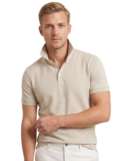 Tommy Hilfiger Tommy Hilfiger polo beige effen katoen slim fit