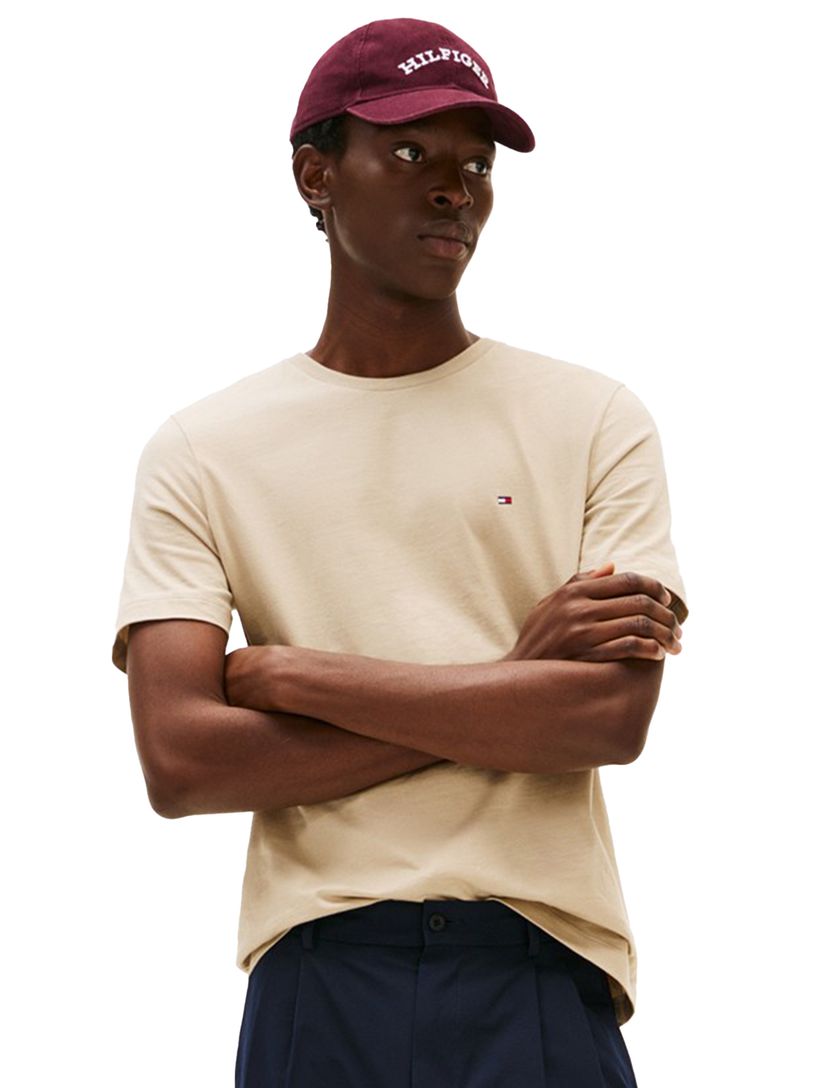 Katoenen Tommy Hilfiger T-shirt beige effen slim fit