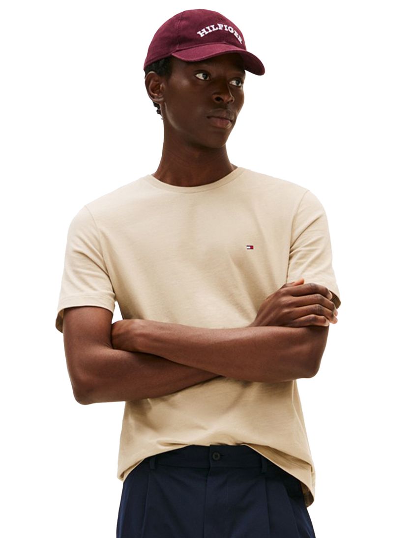 Katoenen Tommy Hilfiger T-shirt beige effen slim fit