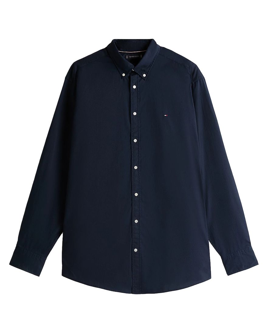 Tommy Hilfiger Plus Flex overhemd donkerblauw button-down