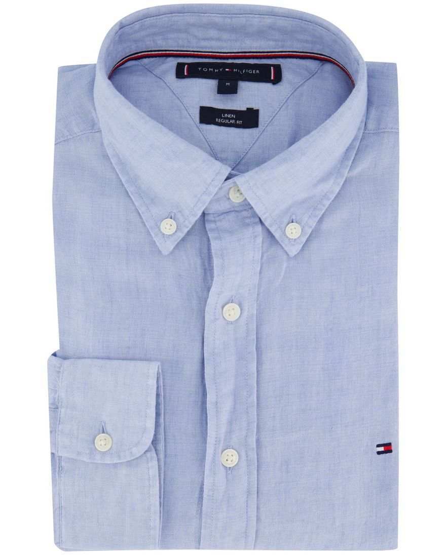 Tommy Hilfiger overhemd lichtblauw effen normale fit
