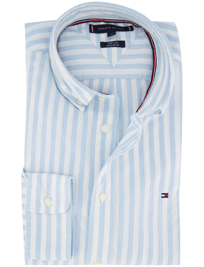 katoenen Tommy Hilfiger overhemd lichtblauw gestreept