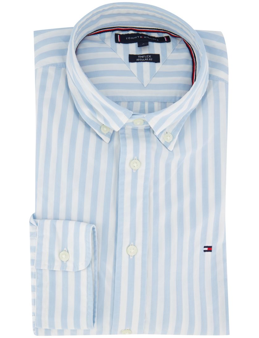 katoenen Tommy Hilfiger overhemd lichtblauw gestreept