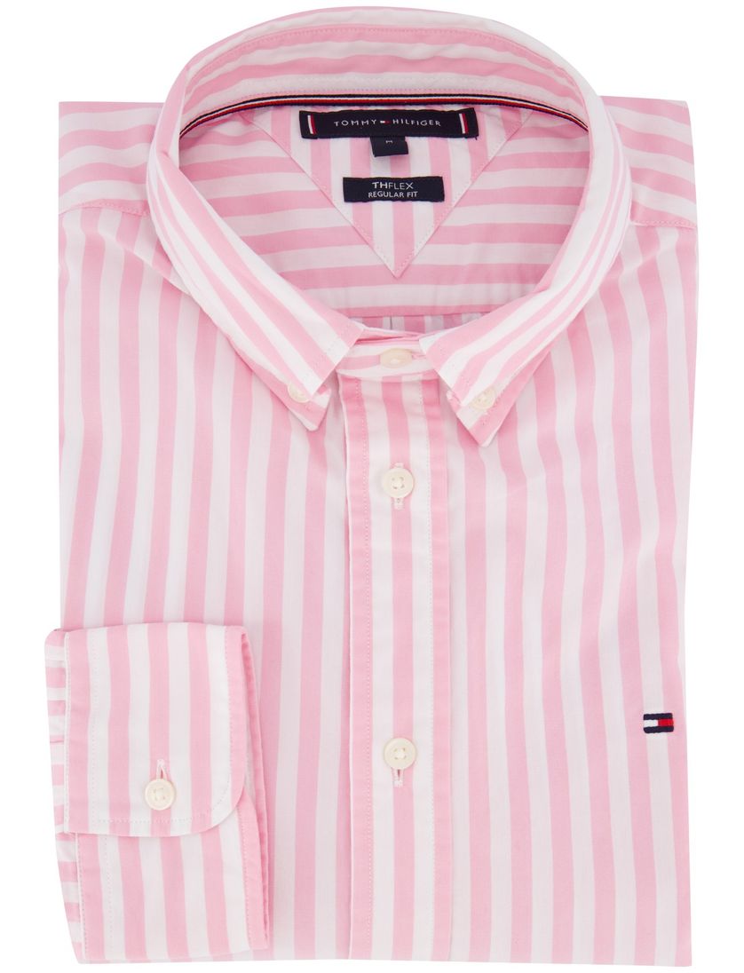 Tommy Hilfiger overhemd roze gestreept normale fit