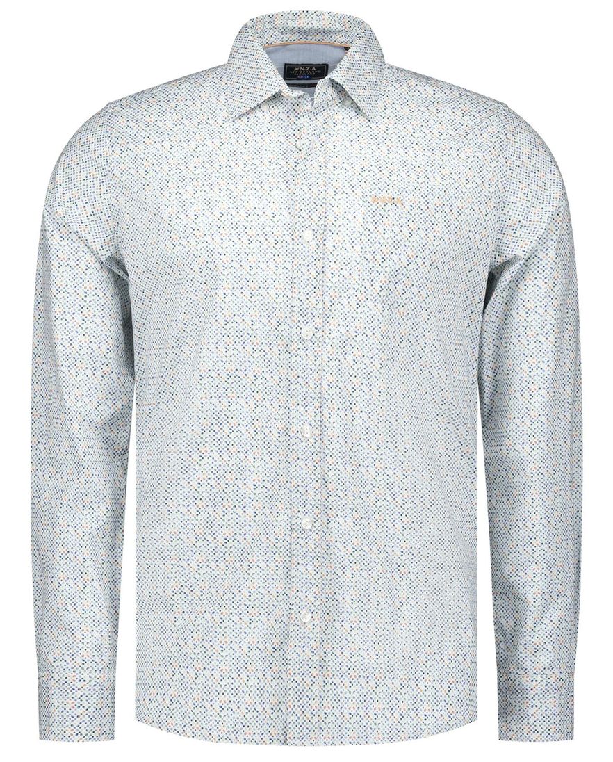 NZA overhemd blauw geprint Kayson