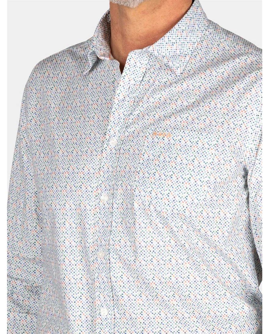 NZA overhemd blauw geprint Kayson