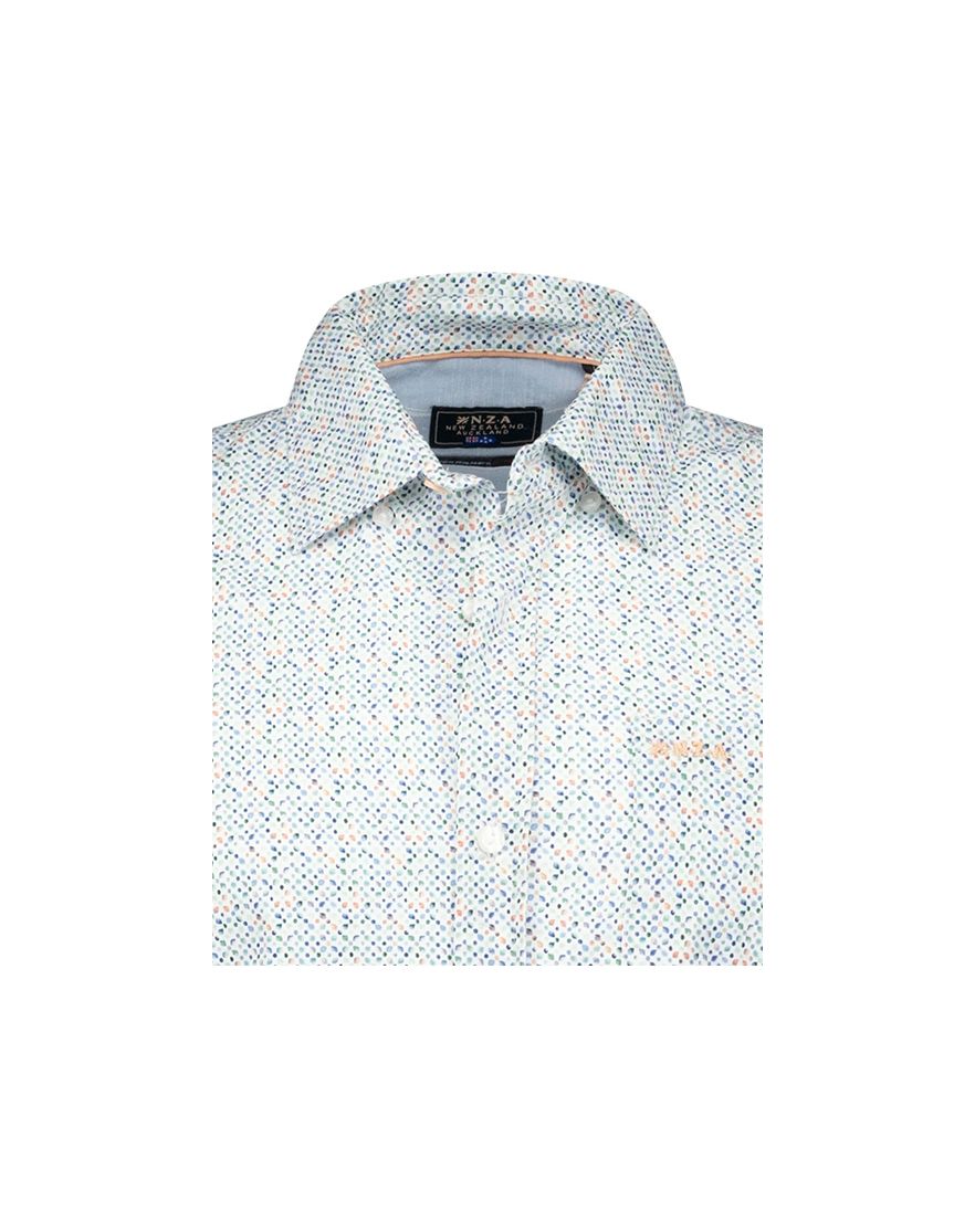 NZA overhemd blauw geprint Kayson