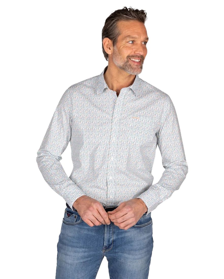 NZA overhemd blauw geprint Kayson