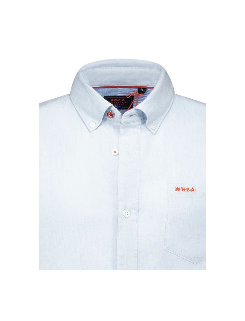 NZA katoenen overhemd Ellis blauw effen borstzak