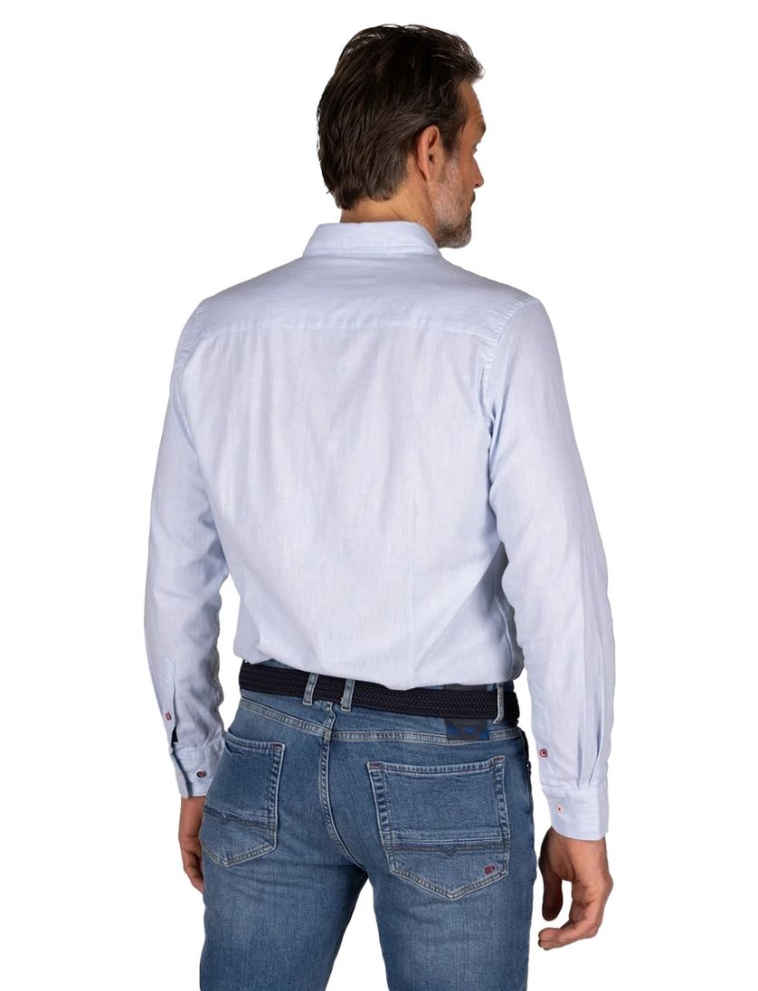 NZA katoenen overhemd Ellis blauw effen borstzak