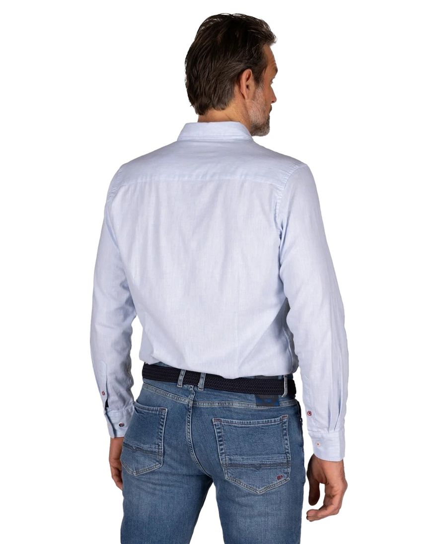 NZA overhemd Ellis blauw effen borstzak normale fit