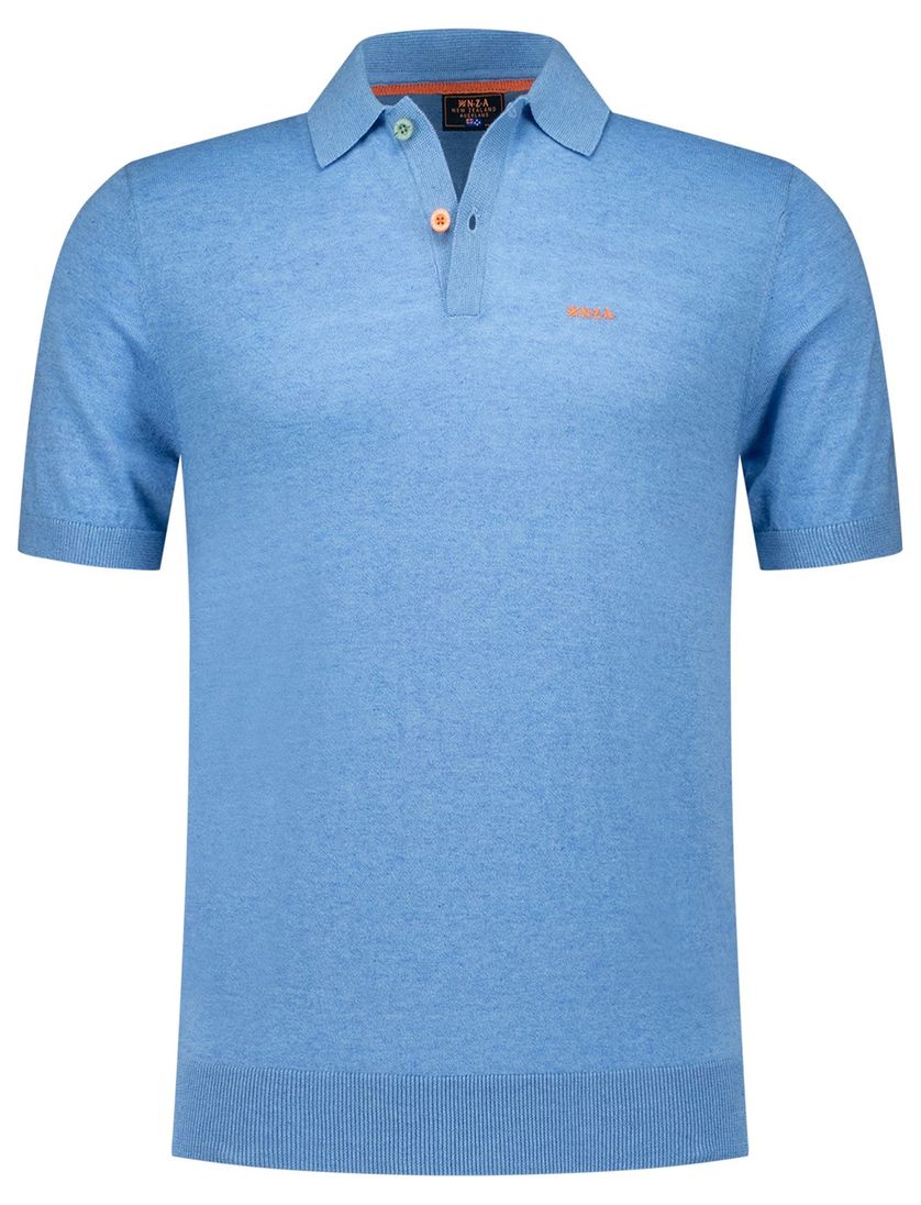 New Zealand polo met band Sergio effen middenblauw