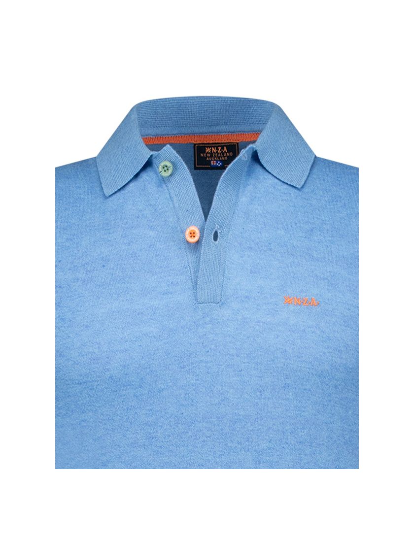 New Zealand polo met band Sergio effen middenblauw