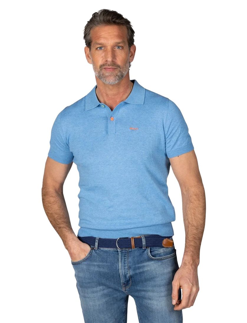 New Zealand polo met band Sergio effen middenblauw