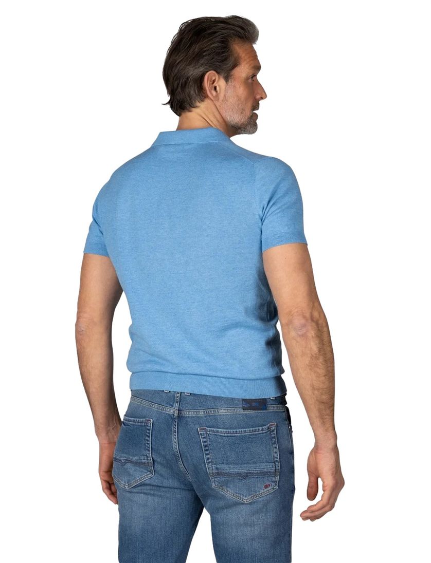 New Zealand polo met band Sergio effen middenblauw