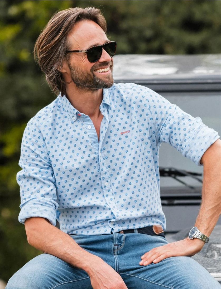 overhemd New Zealand Tate blauw geprint