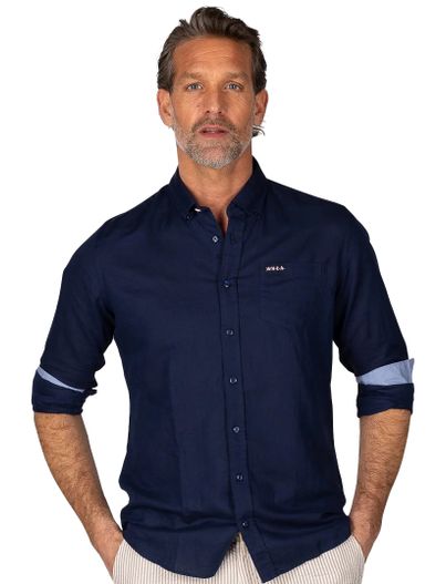 New Zealand New Zealand overhemd korte mouw Clayton donkerblauw