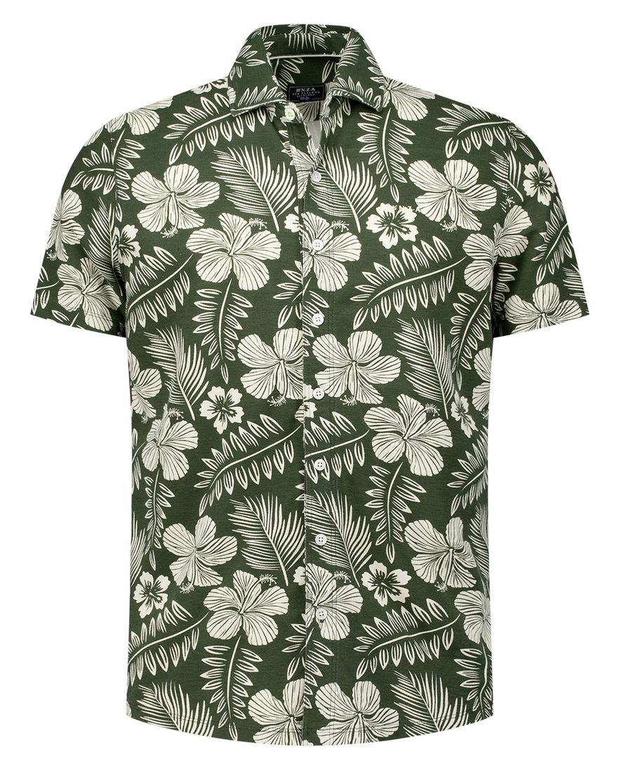 New Zealand casual overhemd korte mouw groen