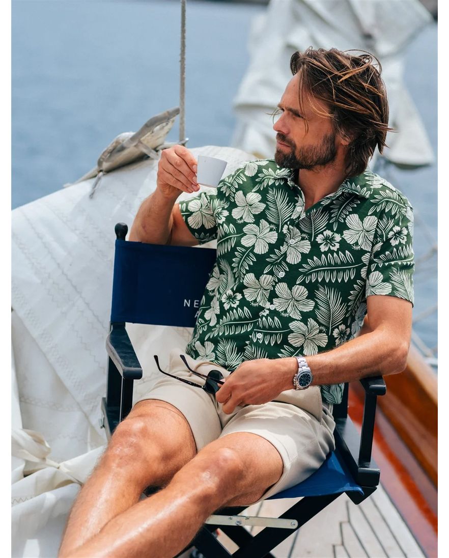 New Zealand casual overhemd korte mouw groen