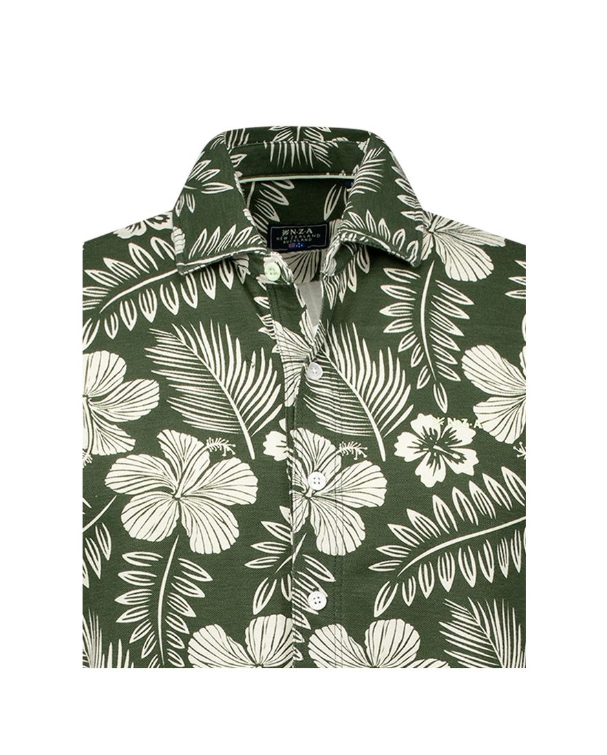 New Zealand casual overhemd korte mouw groen