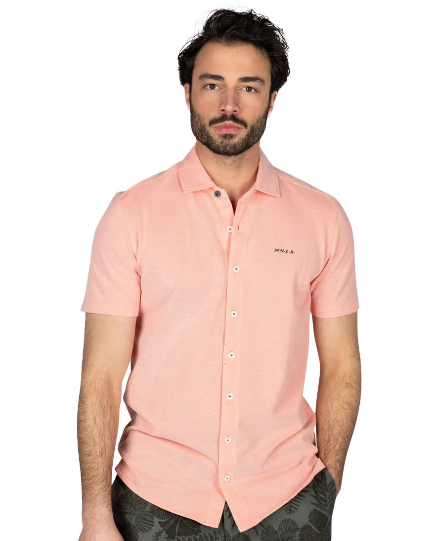 NZA overhemd korte mouw Patrick perzik