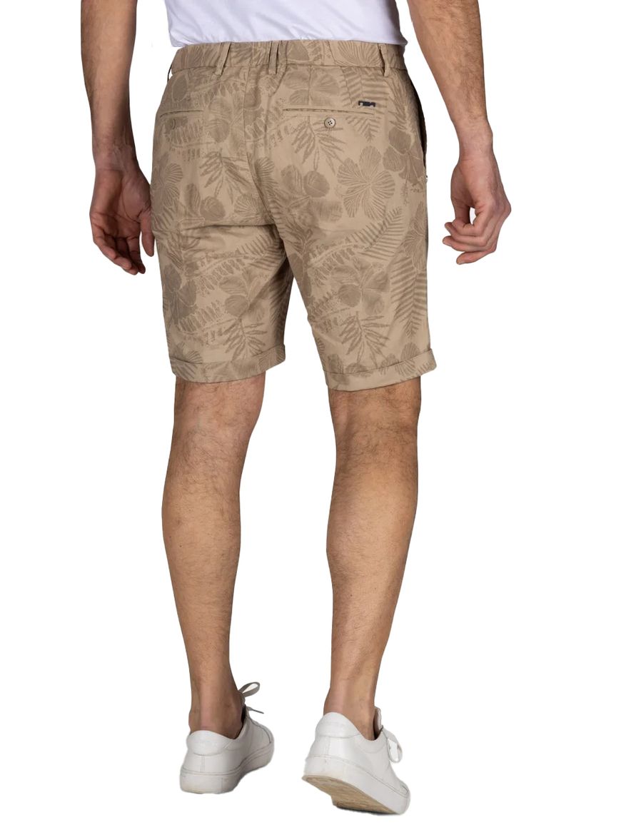 New Zealand bermuda beige geprint katoen linnen