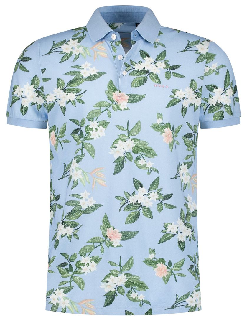 poloshirt New Zealand Ismael blauw geprint
