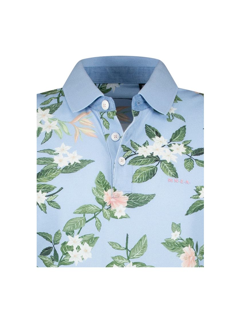 poloshirt New Zealand Ismael blauw geprint
