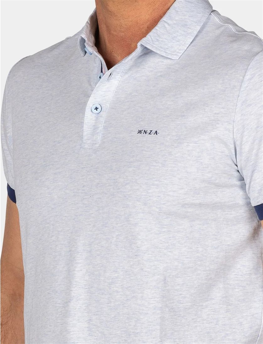 NZA poloshirt Briggs lichtblauw gemeleerd