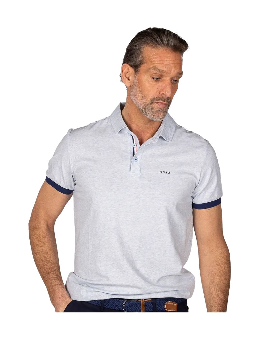 NZA poloshirt Briggs lichtblauw gemeleerd