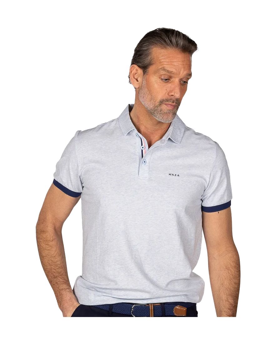 NZA poloshirt Briggs lichtblauw gemeleerd