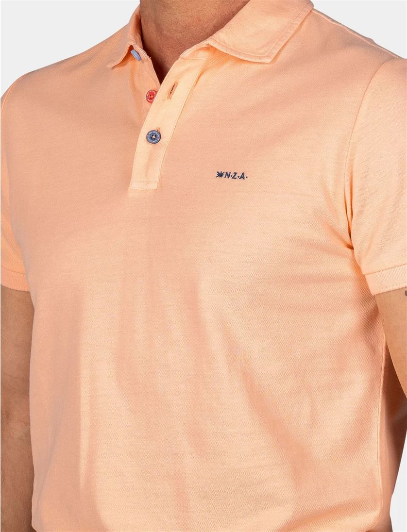 katoenen New Zealand poloshirt Peter effen oranje normale fit