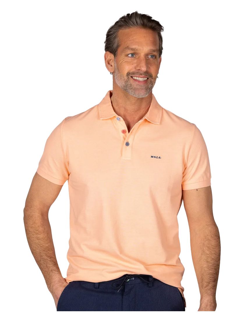 katoenen New Zealand poloshirt Peter effen oranje normale fit