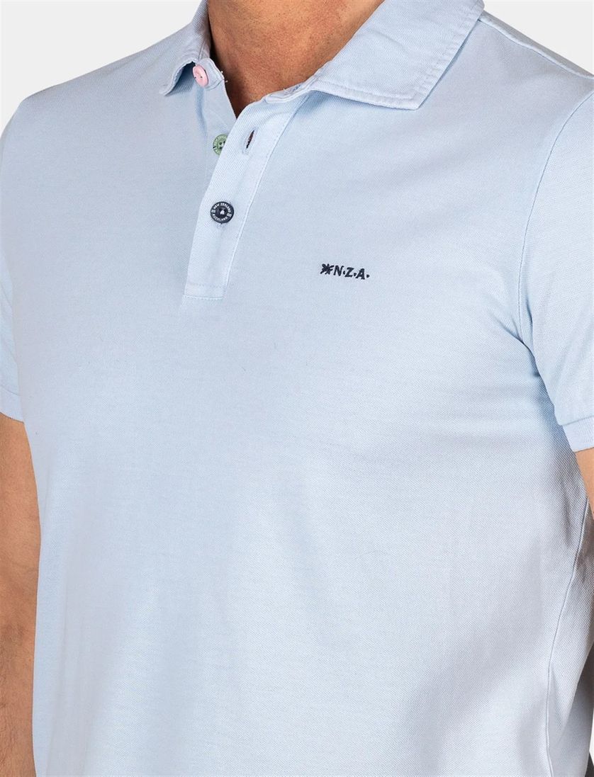 NZA poloshirt effen lichtblauw normale fit