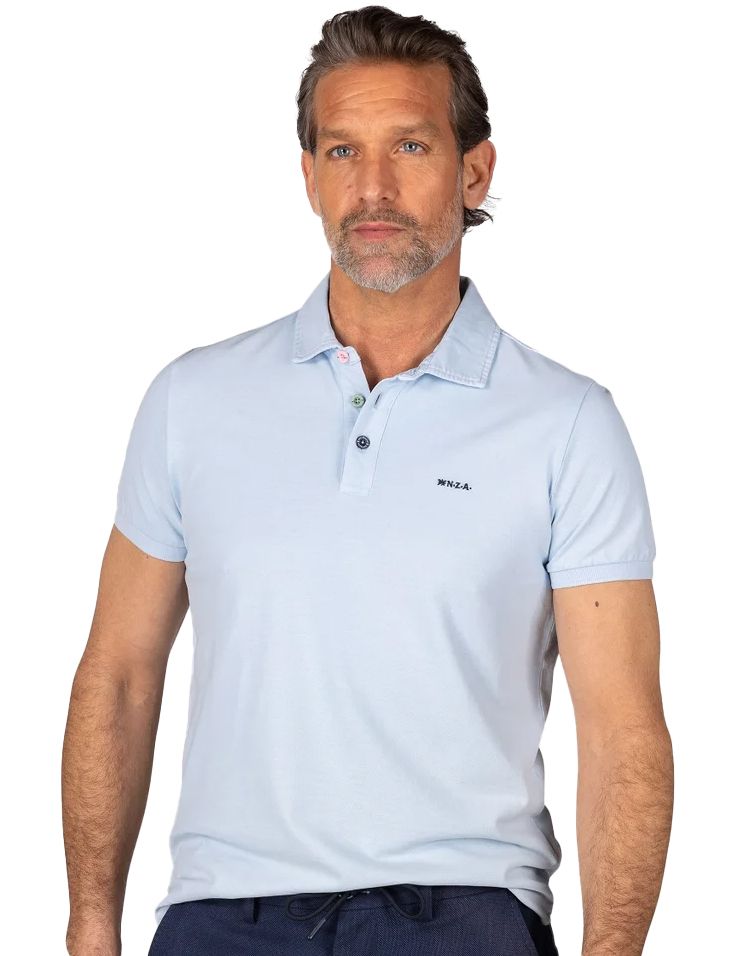 NZA poloshirt effen lichtblauw normale fit