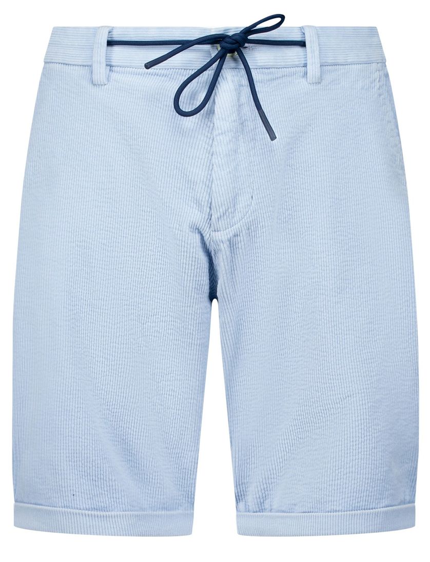 NZA korte broek effen lichtblauw normale fit katoen ribstof