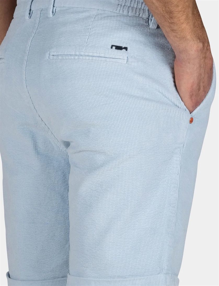 NZA korte broek effen lichtblauw normale fit katoen ribstof