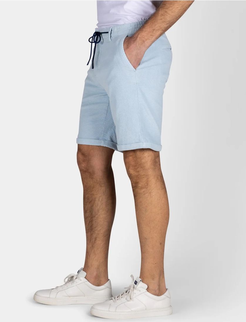 NZA korte broek effen lichtblauw normale fit katoen ribstof