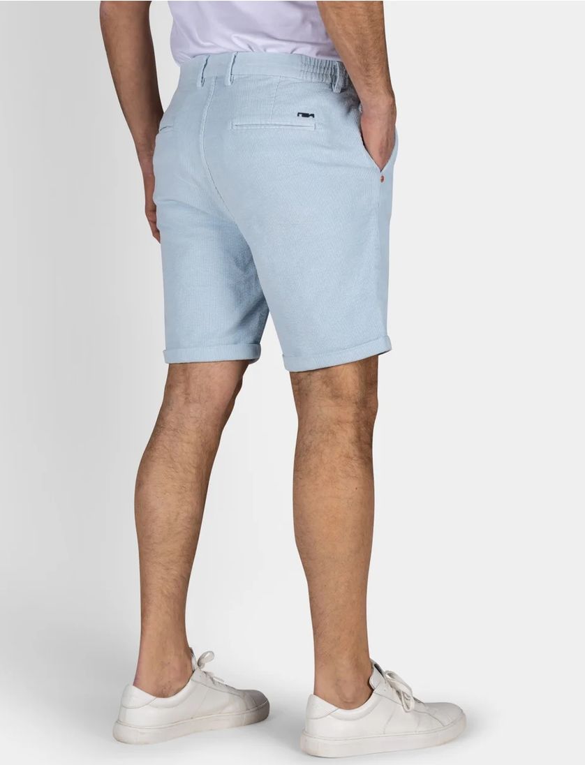 NZA korte broek effen lichtblauw normale fit katoen ribstof