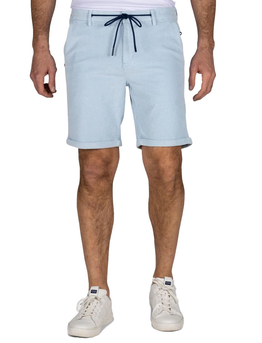 NZA korte broek effen lichtblauw normale fit katoen ribstof