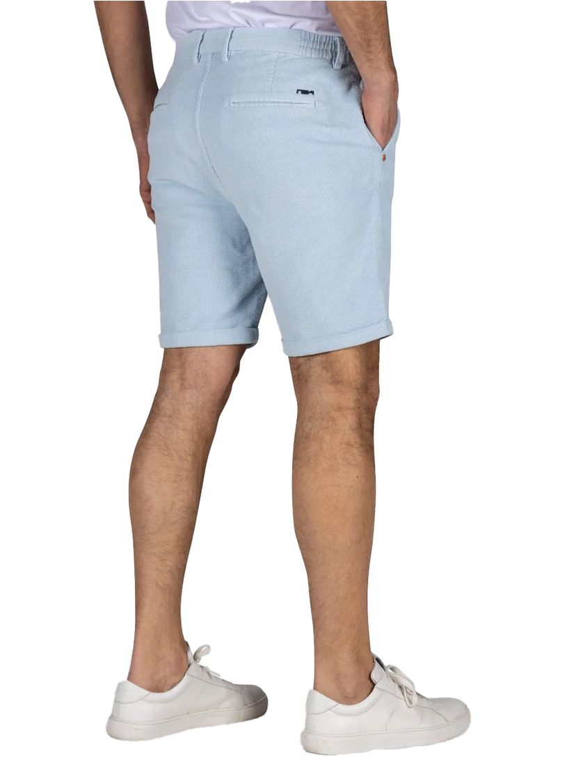 NZA korte broek effen lichtblauw normale fit katoen ribstof