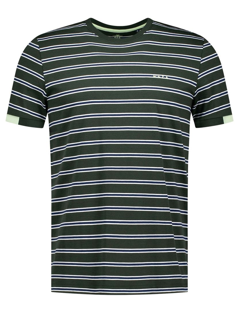 New Zealand t-shirt groen gestreept normale fit
