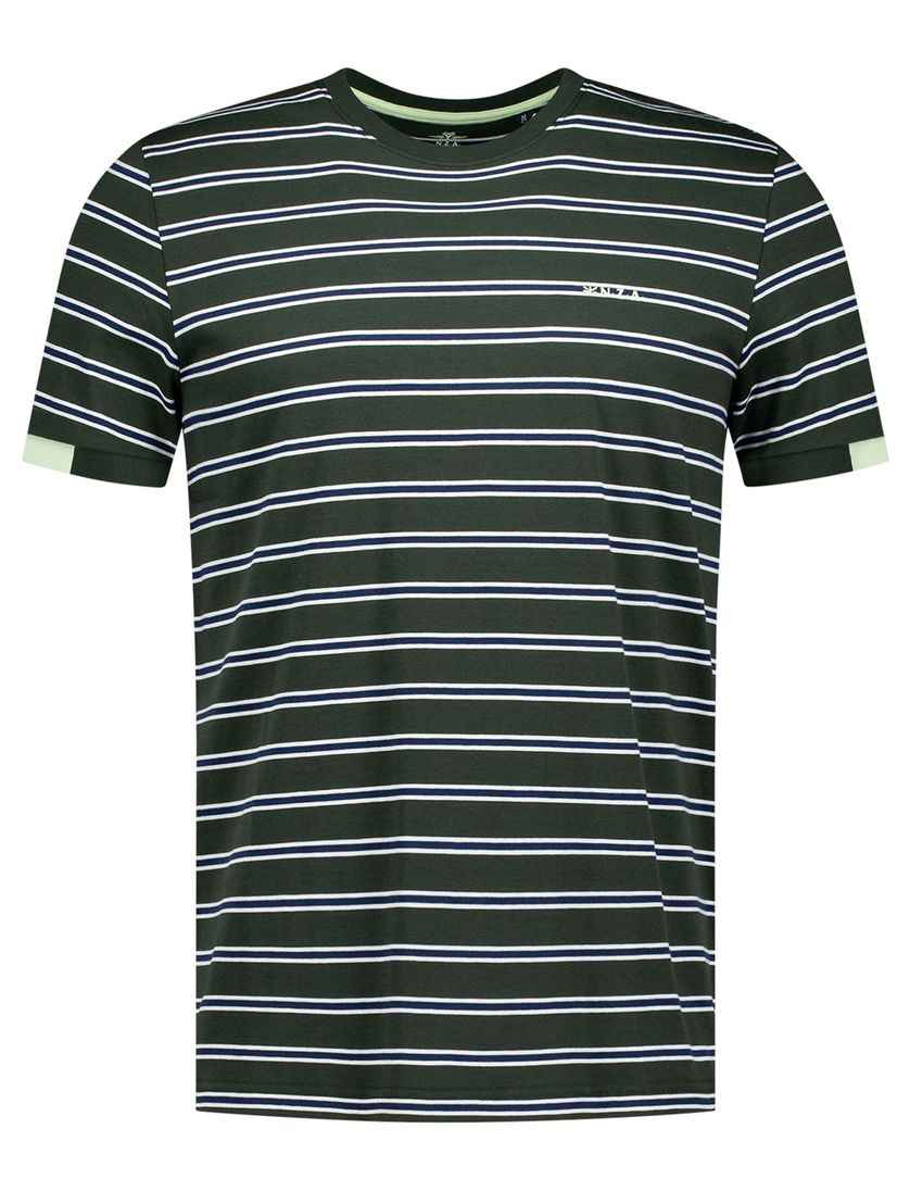 New Zealand t-shirt groen gestreept normale fit
