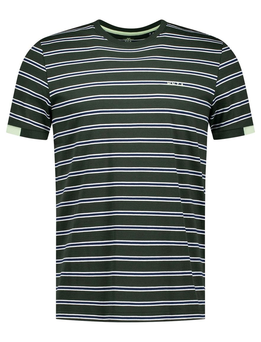 NZA t-shirt groen gestreept normale fit katoen