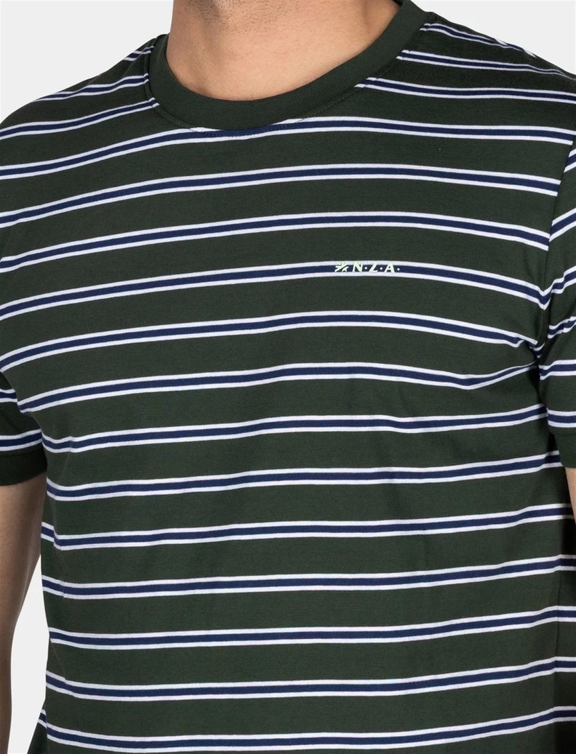 New Zealand t-shirt groen gestreept normale fit