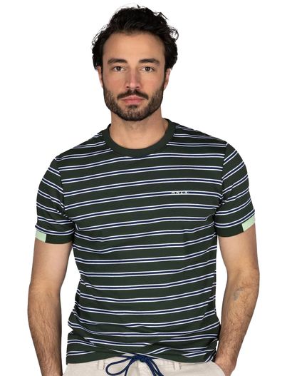 New Zealand NZA t-shirt groen gestreept normale fit katoen