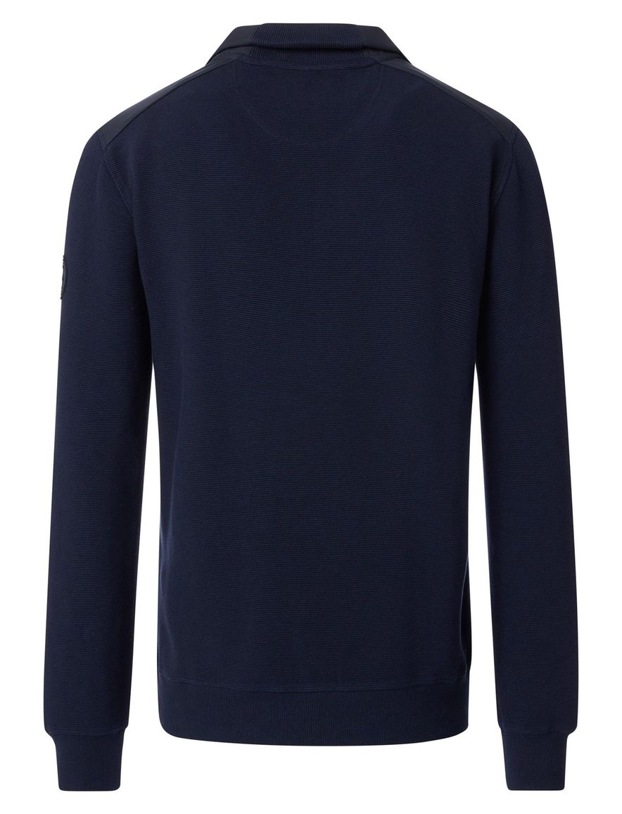 Casa Moda half zip trui donkerblauw effen katoen
