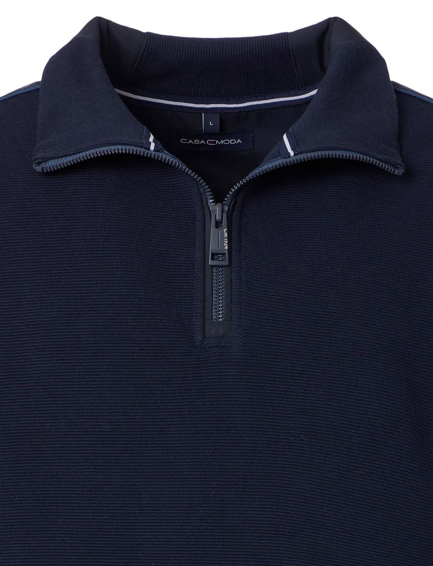 Casa Moda half zip trui donkerblauw effen katoen