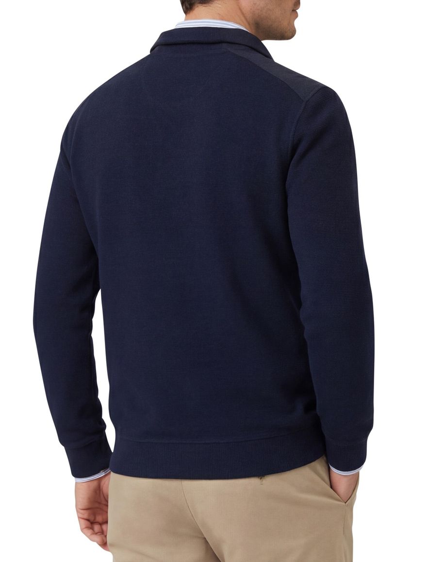 Casa Moda half zip trui donkerblauw effen katoen